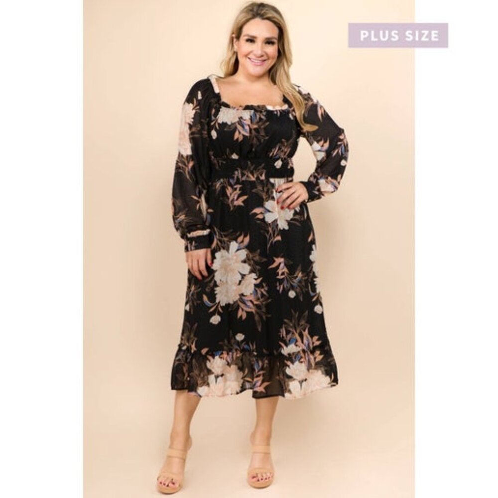 Winslow Plus Size Long Sleeve Midi Floral Dress NWT